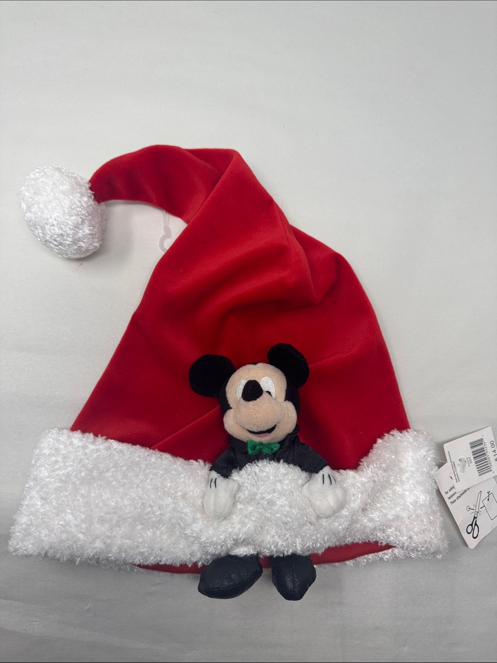 VINTAGE DISNEYLAND DISNEY MICKEY MOUSE PLUSH SANTA HAT CHILD / TODDLER CHRISTMAS